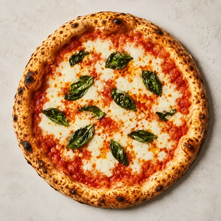 Frisch gebackene Margherita Pizza